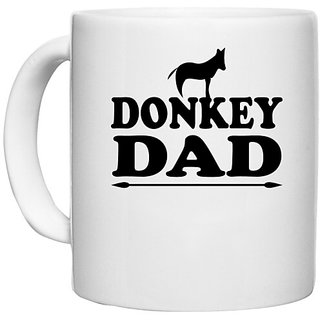                       UDNAG White Ceramic Coffee / Tea Mug 'Donkey Father | donkey dad' Perfect for Gifting [330ml]                                              