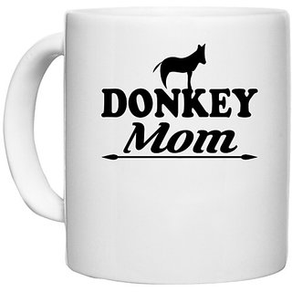                       UDNAG White Ceramic Coffee / Tea Mug 'Mother | donkey mom' Perfect for Gifting [330ml]                                              
