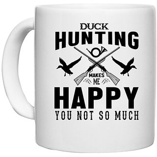                       UDNAG White Ceramic Coffee / Tea Mug 'Hunting | Duck hunting' Perfect for Gifting [330ml]                                              