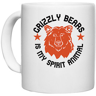                       UDNAG White Ceramic Coffee / Tea Mug 'Winter, Bear | grizzly bears is my spirit animal' Perfect for Gifting [330ml]                                              