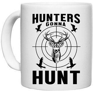                       UDNAG White Ceramic Coffee / Tea Mug 'Hunter | Hunters gonna' Perfect for Gifting [330ml]                                              