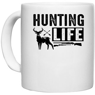                       UDNAG White Ceramic Coffee / Tea Mug 'Hunter | hunting life' Perfect for Gifting [330ml]                                              