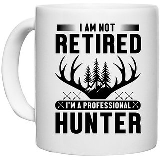                       UDNAG White Ceramic Coffee / Tea Mug 'Retired | I am not' Perfect for Gifting [330ml]                                              