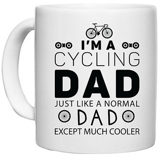                       UDNAG White Ceramic Coffee / Tea Mug 'Father | I'm A Cycling Dad' Perfect for Gifting [330ml]                                              