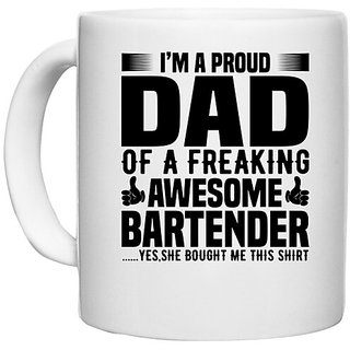 UDNAG White Ceramic Coffee / Tea Mug 'Father | I'm a proud dad' Perfect for Gifting [330ml]