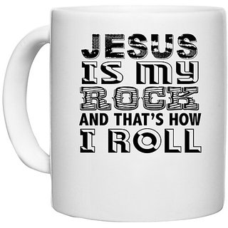                       UDNAG White Ceramic Coffee / Tea Mug 'is my rock' Perfect for Gifting [330ml]                                              