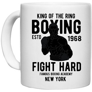                       UDNAG White Ceramic Coffee / Tea Mug 'Boxing | King of The Ring' Perfect for Gifting [330ml]                                              