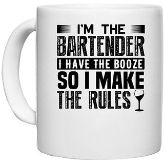                       UDNAG White Ceramic Coffee / Tea Mug 'Bartender | Im the bartender' Perfect for Gifting [330ml]                                              