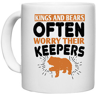                       UDNAG White Ceramic Coffee / Tea Mug 'Winter | Kings and Bears often worry their Keepers' Perfect for Gifting [330ml]                                              