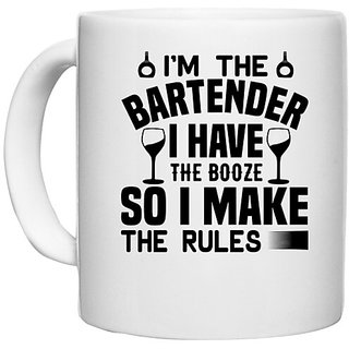 UDNAG White Ceramic Coffee / Tea Mug 'Bartender | IM THE' Perfect for Gifting [330ml]