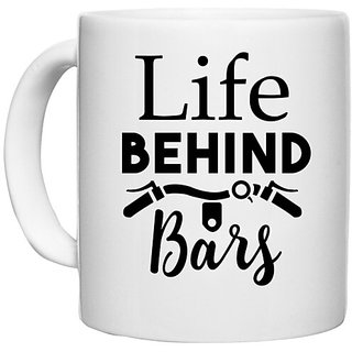                       UDNAG White Ceramic Coffee / Tea Mug 'Gym | Life Behind Bars 2' Perfect for Gifting [330ml]                                              