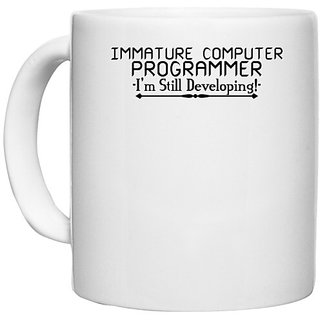                       UDNAG White Ceramic Coffee / Tea Mug 'Programmer | immature computer programme' Perfect for Gifting [330ml]                                              