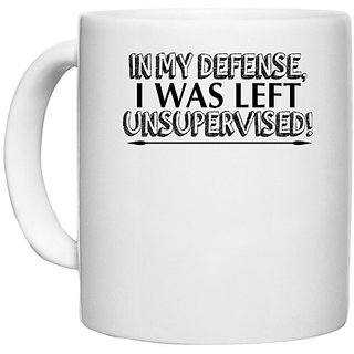                       UDNAG White Ceramic Coffee / Tea Mug '| in my defense i was left' Perfect for Gifting [330ml]                                              
