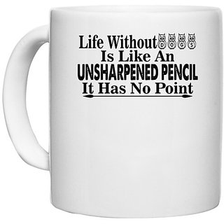                       UDNAG White Ceramic Coffee / Tea Mug 'Dog | life without dogs is like an' Perfect for Gifting [330ml]                                              