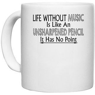                       UDNAG White Ceramic Coffee / Tea Mug 'Music | life without music is like an' Perfect for Gifting [330ml]                                              