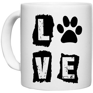                       UDNAG White Ceramic Coffee / Tea Mug 'Dog | love' Perfect for Gifting [330ml]                                              