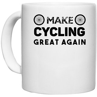                       UDNAG White Ceramic Coffee / Tea Mug 'Cycling | Make Cycling' Perfect for Gifting [330ml]                                              