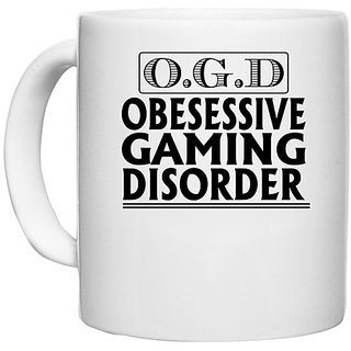                       UDNAG White Ceramic Coffee / Tea Mug 'Game | o.g.d. obsessive' Perfect for Gifting [330ml]                                              