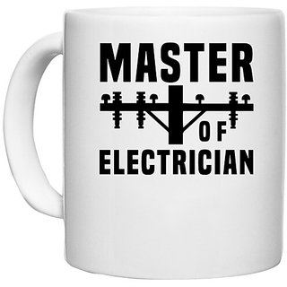                       UDNAG White Ceramic Coffee / Tea Mug 'electrician | Master' Perfect for Gifting [330ml]                                              