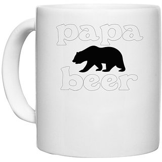                       UDNAG White Ceramic Coffee / Tea Mug 'Father | papa beer' Perfect for Gifting [330ml]                                              