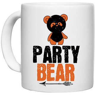                       UDNAG White Ceramic Coffee / Tea Mug 'Bear | party bear' Perfect for Gifting [330ml]                                              