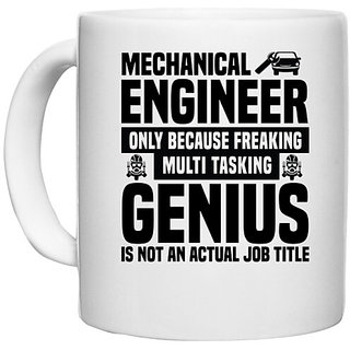                       UDNAG White Ceramic Coffee / Tea Mug 'Genius | Mechanical engineer' Perfect for Gifting [330ml]                                              