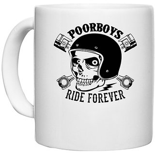                       UDNAG White Ceramic Coffee / Tea Mug 'Death | Poor boys' Perfect for Gifting [330ml]                                              