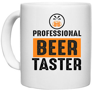                       UDNAG White Ceramic Coffee / Tea Mug 'Beer | Professional Beer' Perfect for Gifting [330ml]                                              