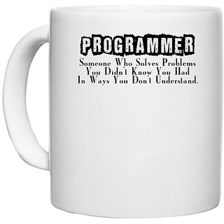                       UDNAG White Ceramic Coffee / Tea Mug 'Programmer | programmer some one who' Perfect for Gifting [330ml]                                              