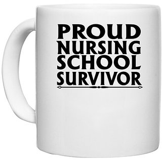                      UDNAG White Ceramic Coffee / Tea Mug 'Nurse | roud nursing school' Perfect for Gifting [330ml]                                              