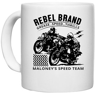                       UDNAG White Ceramic Coffee / Tea Mug 'Rider | Rebel brand' Perfect for Gifting [330ml]                                              