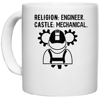                       UDNAG White Ceramic Coffee / Tea Mug 'Mechanical Engineer | Religion' Perfect for Gifting [330ml]                                              