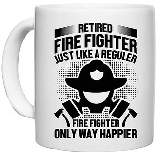                       UDNAG White Ceramic Coffee / Tea Mug 'Fire Fighter | Retired fire' Perfect for Gifting [330ml]                                              
