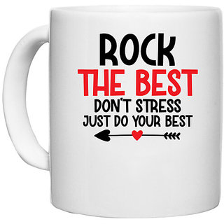                       UDNAG White Ceramic Coffee / Tea Mug 'The Best | rock the best' Perfect for Gifting [330ml]                                              