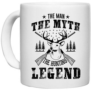                       UDNAG White Ceramic Coffee / Tea Mug 'Hunter | The man' Perfect for Gifting [330ml]                                              