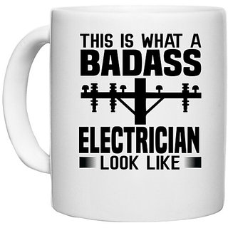                       UDNAG White Ceramic Coffee / Tea Mug 'Electrician | This is what' Perfect for Gifting [330ml]                                              