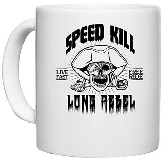                       UDNAG White Ceramic Coffee / Tea Mug 'Death | Speed kill' Perfect for Gifting [330ml]                                              