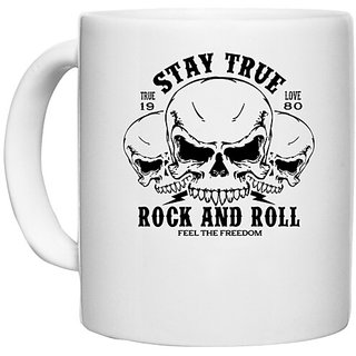                       UDNAG White Ceramic Coffee / Tea Mug 'Death | Stay true' Perfect for Gifting [330ml]                                              