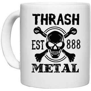                       UDNAG White Ceramic Coffee / Tea Mug 'Death | Thrash metal' Perfect for Gifting [330ml]                                              
