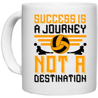                      UDNAG White Ceramic Coffee / Tea Mug 'Vollyball | Success is a journey, not a destination' Perfect for Gifting [330ml]                                              