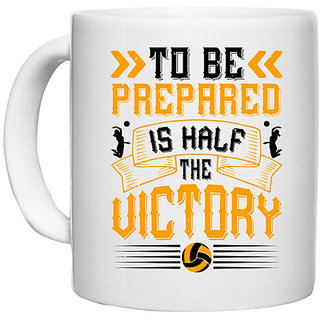                       UDNAG White Ceramic Coffee / Tea Mug 'Volleyball | To be prepared is half the victory' Perfect for Gifting [330ml]                                              