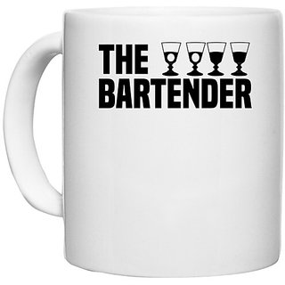                       UDNAG White Ceramic Coffee / Tea Mug 'Bartender | The bartender' Perfect for Gifting [330ml]                                              