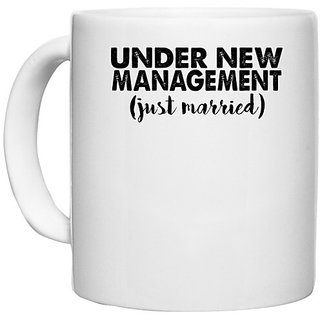                       UDNAG White Ceramic Coffee / Tea Mug 'Couple | nder new management' Perfect for Gifting [330ml]                                              