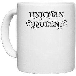                      UDNAG White Ceramic Coffee / Tea Mug 'Queen | unicorn queen' Perfect for Gifting [330ml]                                              