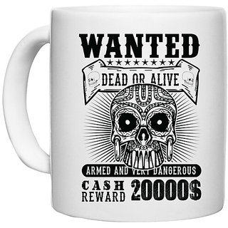                       UDNAG White Ceramic Coffee / Tea Mug 'Death | Wanted' Perfect for Gifting [330ml]                                              