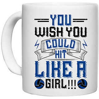                       UDNAG White Ceramic Coffee / Tea Mug 'Girl | You wish you could hit like a girl!!!!!!' Perfect for Gifting [330ml]                                              