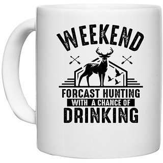                      UDNAG White Ceramic Coffee / Tea Mug 'hunter | Weekend' Perfect for Gifting [330ml]                                              