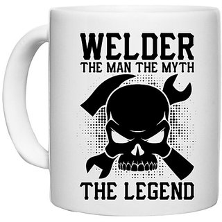                       UDNAG White Ceramic Coffee / Tea Mug 'Welder | Welder the man' Perfect for Gifting [330ml]                                              
