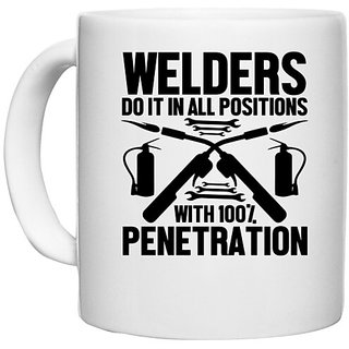                       UDNAG White Ceramic Coffee / Tea Mug 'Welder | Welders do it' Perfect for Gifting [330ml]                                              