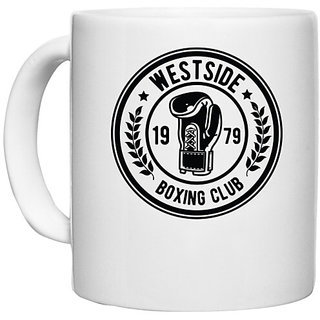                       UDNAG White Ceramic Coffee / Tea Mug 'Boxing | Westside Boxing' Perfect for Gifting [330ml]                                              